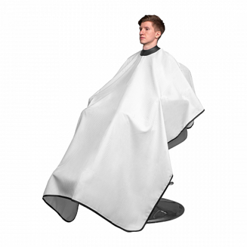 Пеньюар с неопреновым воротником REBEL BARBER Vintage Classics (белый в полоску), 200 см