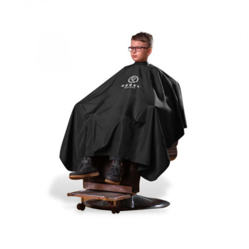 Пеньюар с неопреновым воротником REBEL BARBER Noble Black Сompact Edition (черный), 150 см