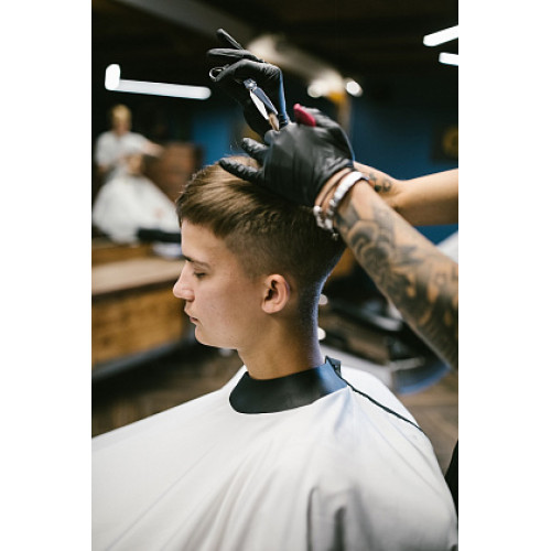 Пеньюар с неопреновым воротником REBEL BARBER Crystal White (белый), 200 см