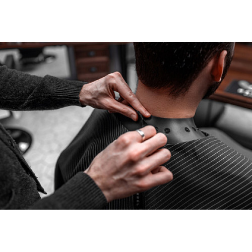 Пеньюар с неопреновым воротником REBEL BARBER Dark Obsidian (черный в полоску), 200 см