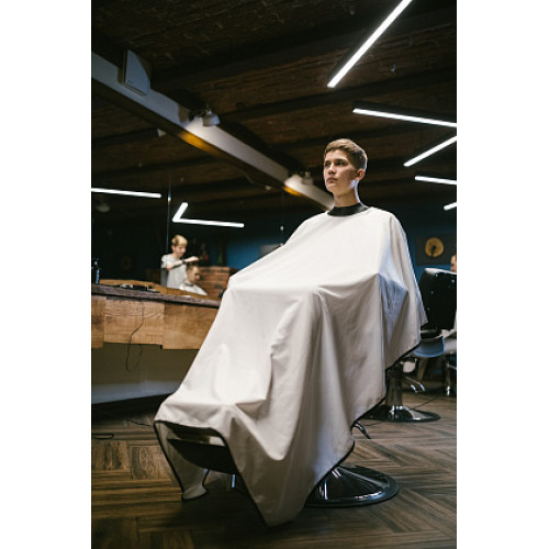 Пеньюар с неопреновым воротником REBEL BARBER Crystal White (белый), 200 см