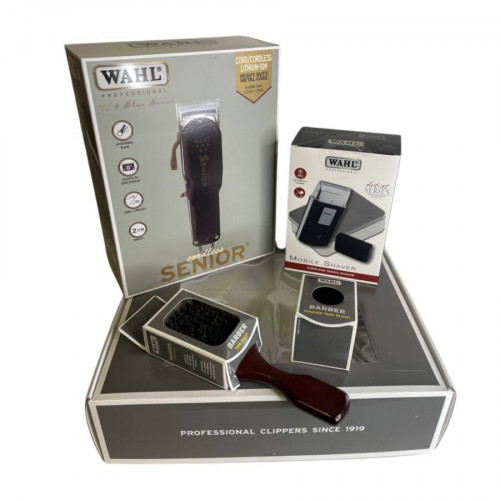 Машинка для стрижки волос Wahl Senior + шейвер Wahl Shaver Mobile + 2 щетки для фейда Wahl (в подарок)